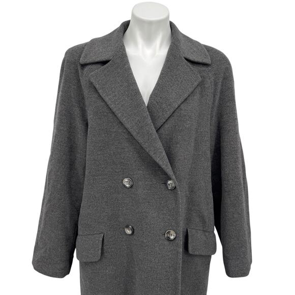 Laurel by Escada Double Breasted Car Coat Wool Angora Women 40 M Grey Tailored - Picture 2 of 12